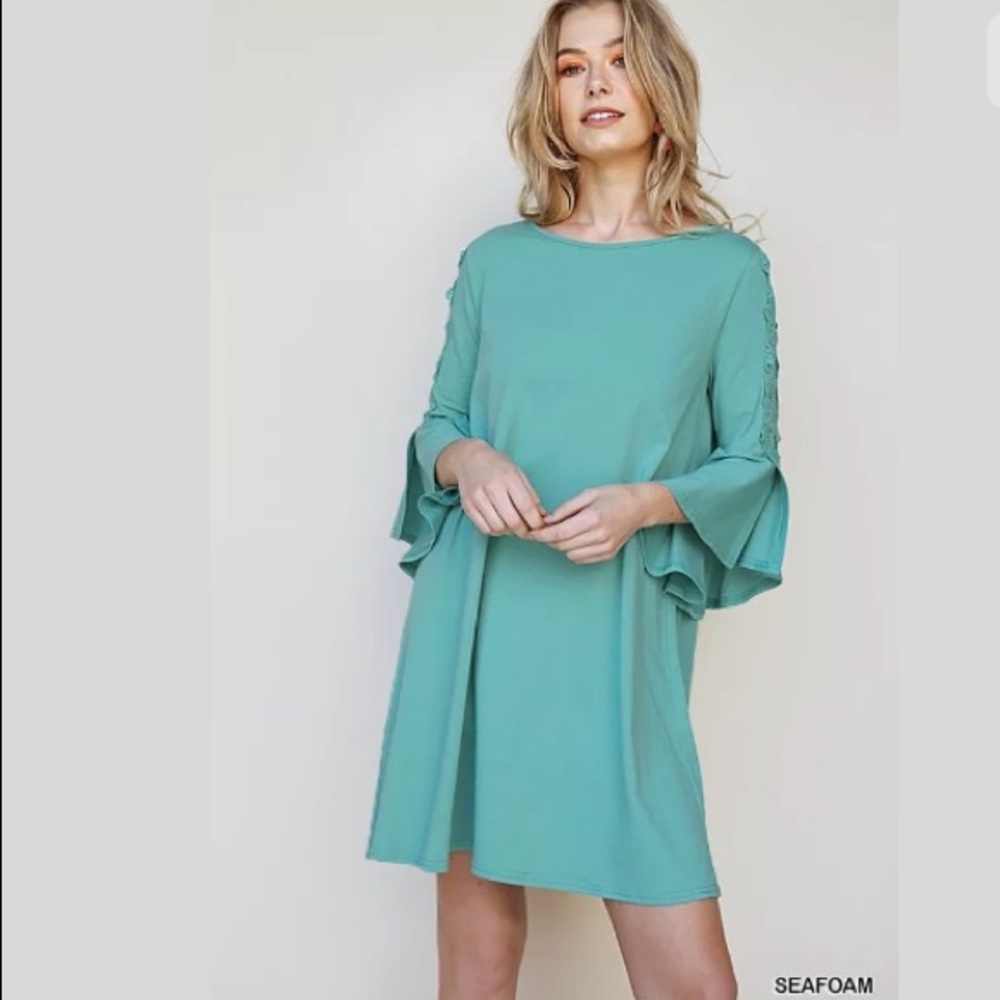 Umgee Seafoam Green Boho Dress NWT